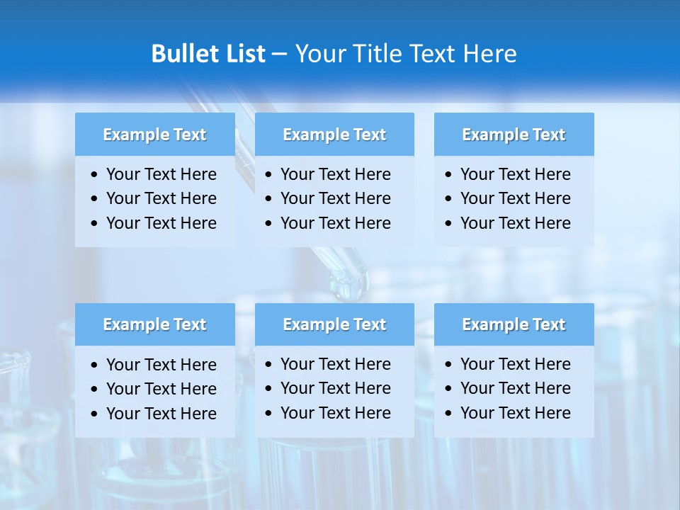 A Lab Filled With Test Tubes Filled With Blue Liquid PowerPoint Template