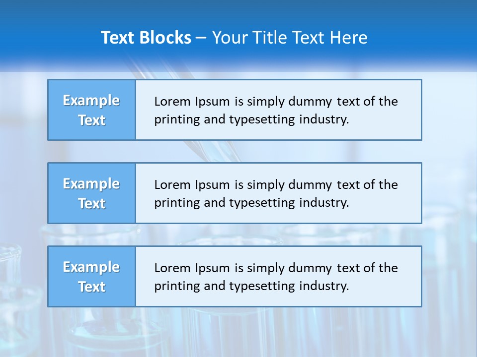 A Lab Filled With Test Tubes Filled With Blue Liquid PowerPoint Template