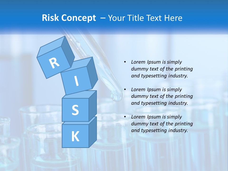 A Lab Filled With Test Tubes Filled With Blue Liquid PowerPoint Template
