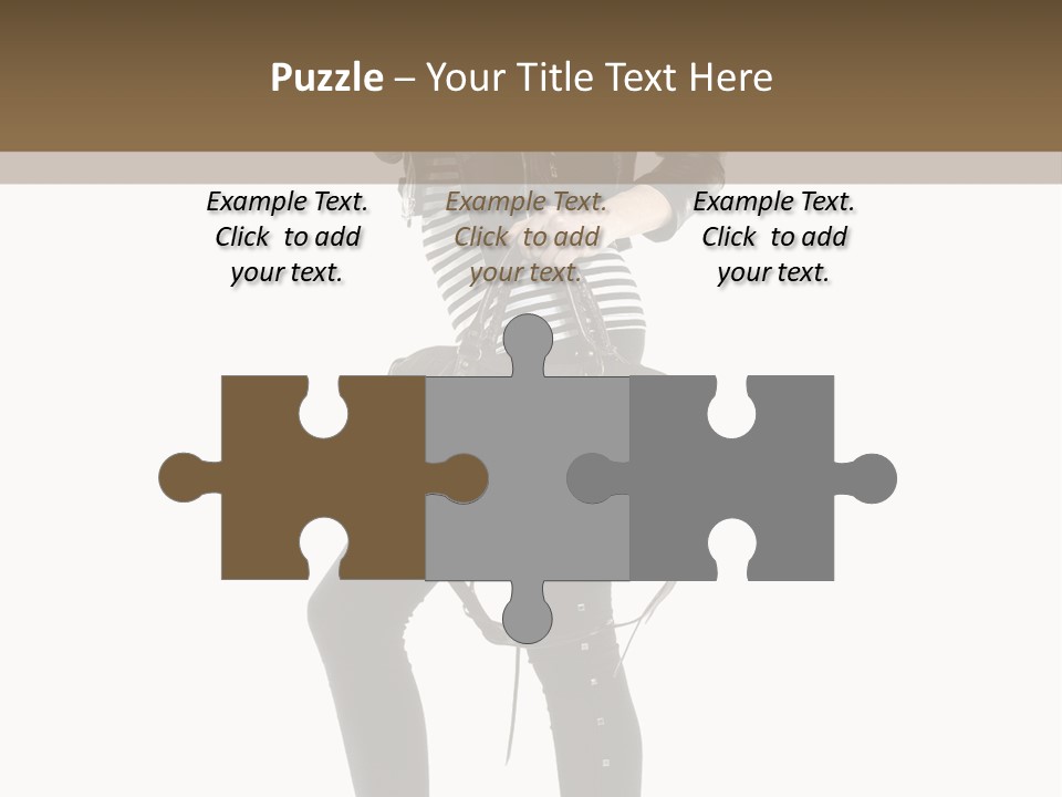 A Woman In A Black Leather Jacket Holding A Brown Purse PowerPoint Template