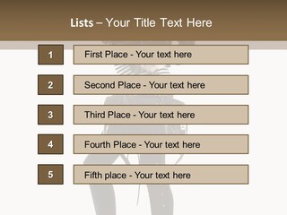 A Woman In A Black Leather Jacket Holding A Brown Purse PowerPoint Template