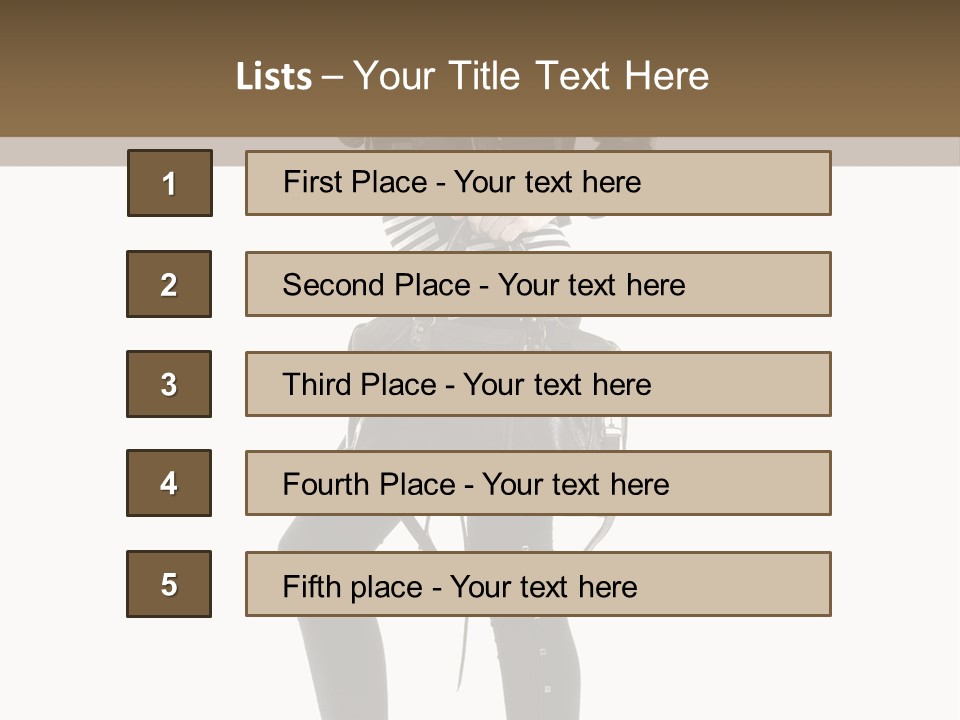 A Woman In A Black Leather Jacket Holding A Brown Purse PowerPoint Template