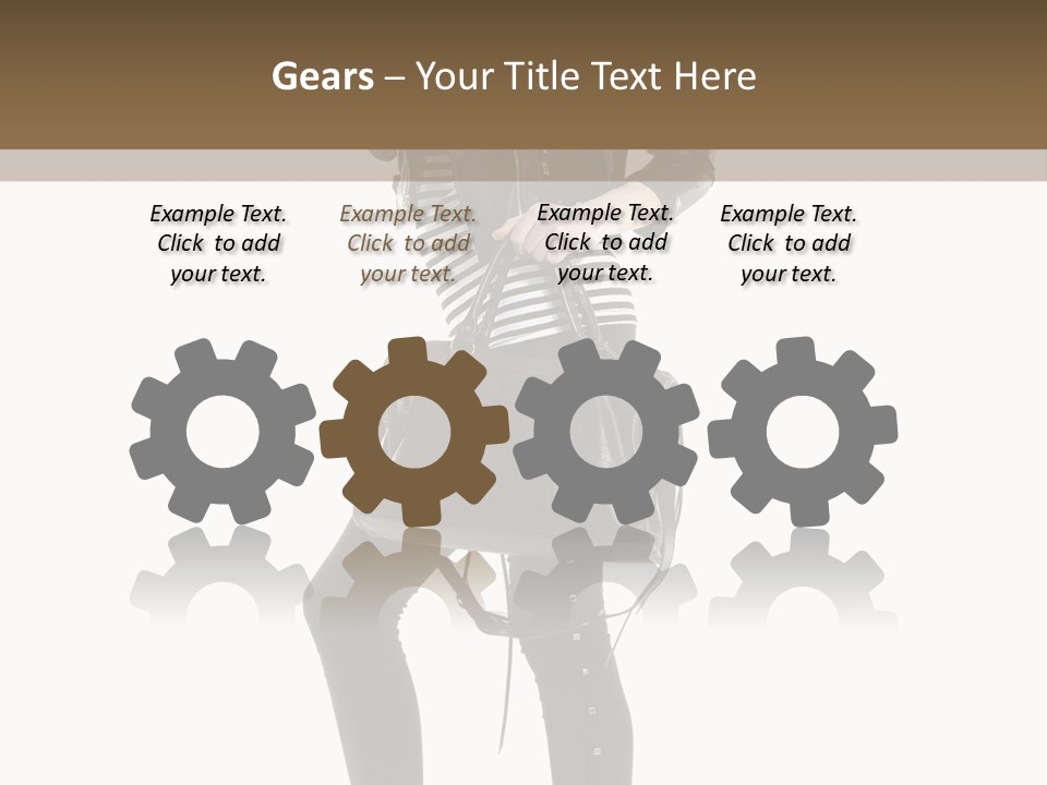 A Woman In A Black Leather Jacket Holding A Brown Purse PowerPoint Template