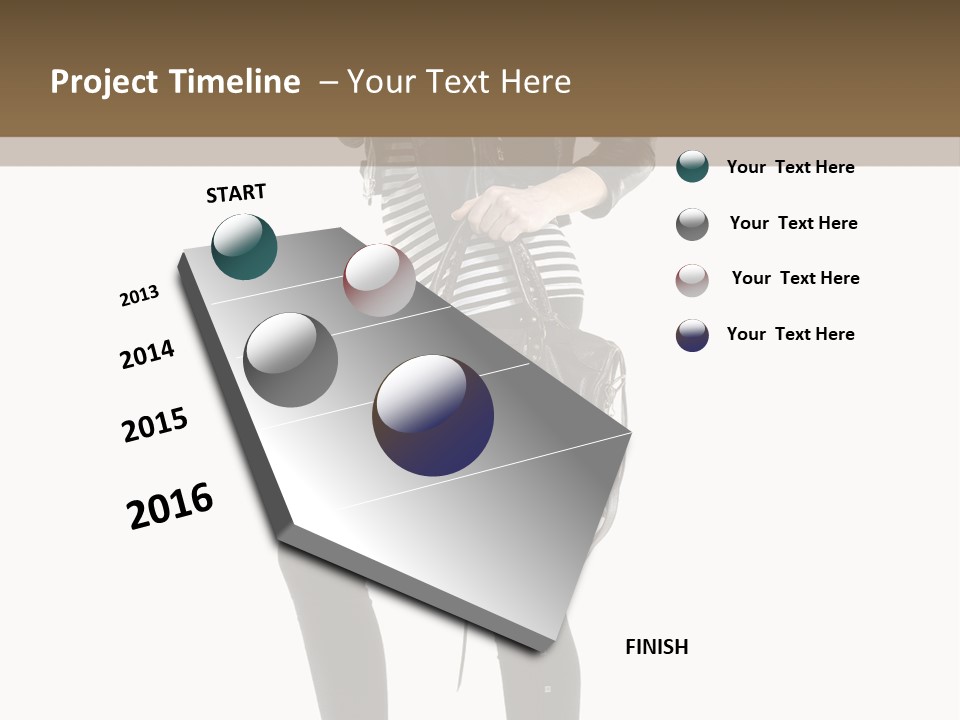 A Woman In A Black Leather Jacket Holding A Brown Purse PowerPoint Template