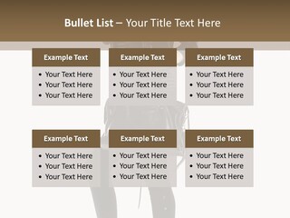 A Woman In A Black Leather Jacket Holding A Brown Purse PowerPoint Template