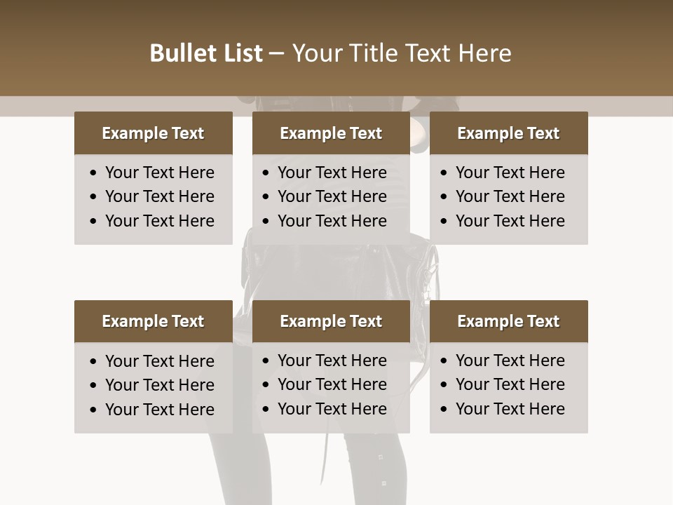 A Woman In A Black Leather Jacket Holding A Brown Purse PowerPoint Template