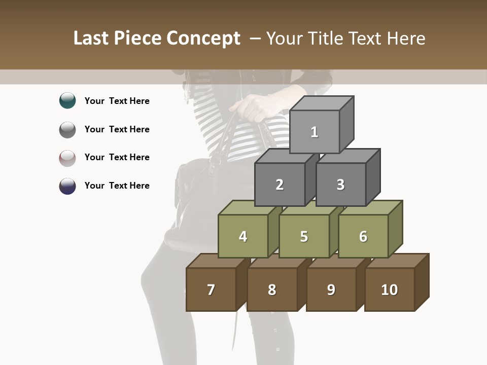 A Woman In A Black Leather Jacket Holding A Brown Purse PowerPoint Template