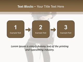 A Woman In A Black Leather Jacket Holding A Brown Purse PowerPoint Template