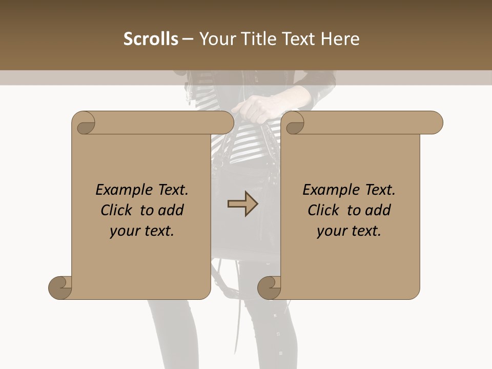 A Woman In A Black Leather Jacket Holding A Brown Purse PowerPoint Template