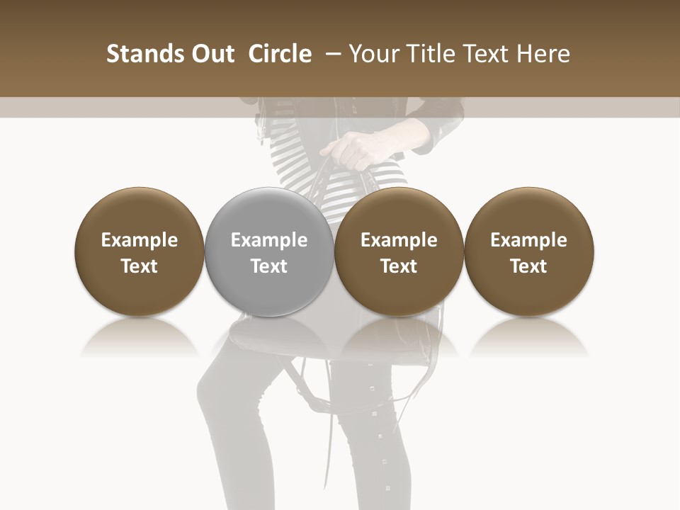 A Woman In A Black Leather Jacket Holding A Brown Purse PowerPoint Template