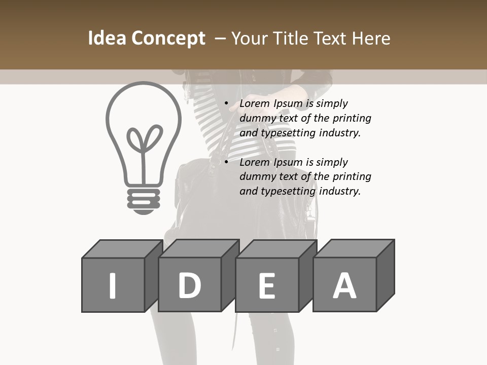 A Woman In A Black Leather Jacket Holding A Brown Purse PowerPoint Template