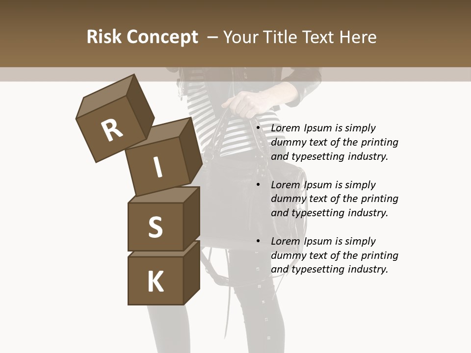 A Woman In A Black Leather Jacket Holding A Brown Purse PowerPoint Template