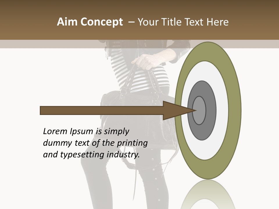 A Woman In A Black Leather Jacket Holding A Brown Purse PowerPoint Template
