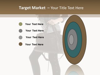A Woman In A Black Leather Jacket Holding A Brown Purse PowerPoint Template