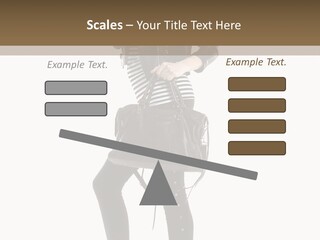 A Woman In A Black Leather Jacket Holding A Brown Purse PowerPoint Template