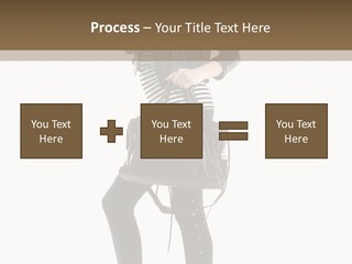 A Woman In A Black Leather Jacket Holding A Brown Purse PowerPoint Template