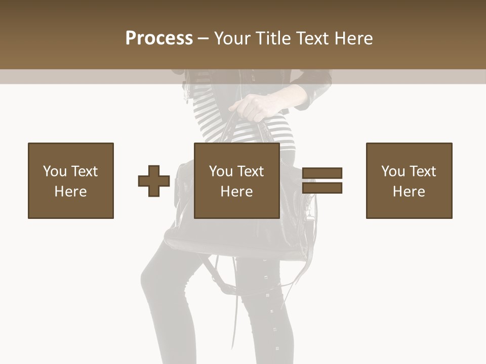 A Woman In A Black Leather Jacket Holding A Brown Purse PowerPoint Template