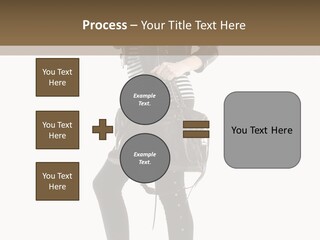 A Woman In A Black Leather Jacket Holding A Brown Purse PowerPoint Template