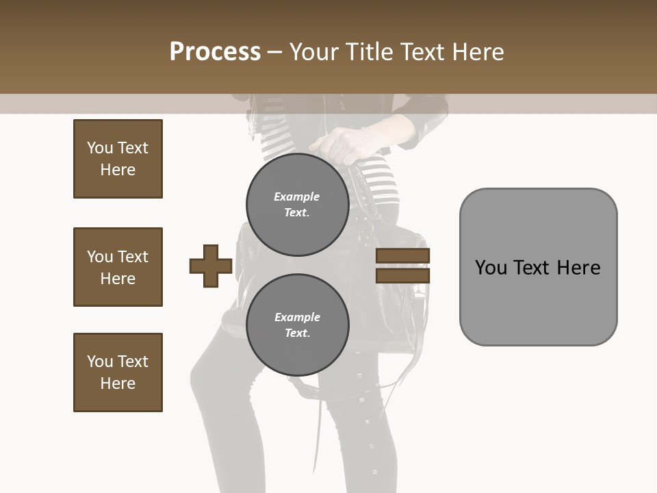 A Woman In A Black Leather Jacket Holding A Brown Purse PowerPoint Template