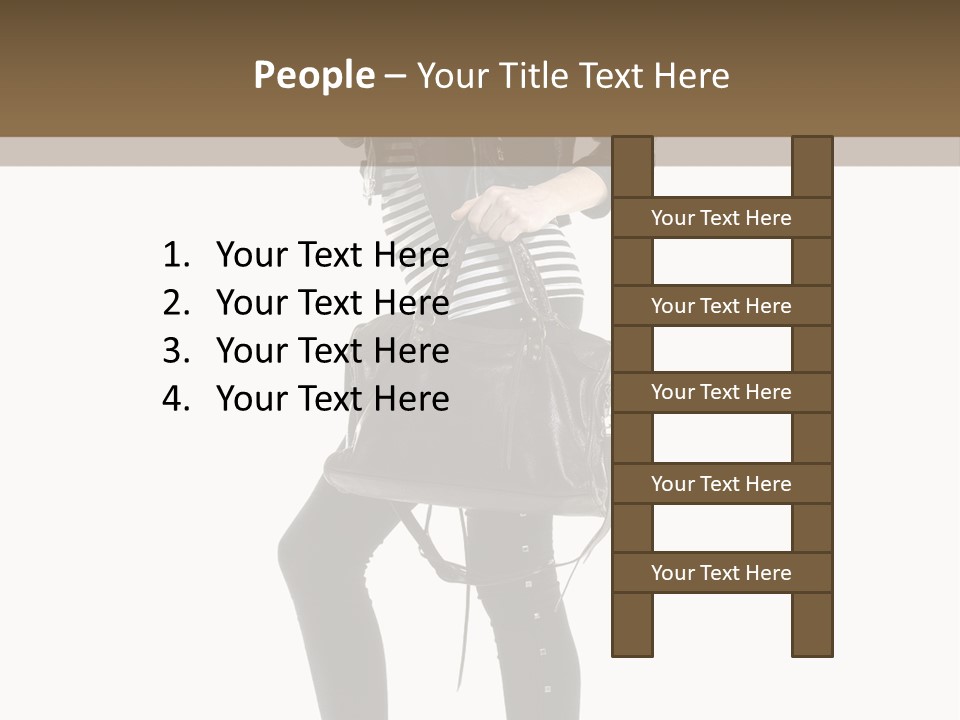 A Woman In A Black Leather Jacket Holding A Brown Purse PowerPoint Template