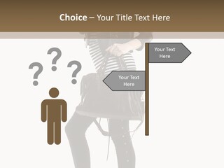 A Woman In A Black Leather Jacket Holding A Brown Purse PowerPoint Template