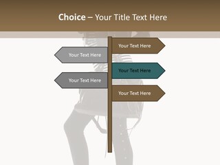 A Woman In A Black Leather Jacket Holding A Brown Purse PowerPoint Template