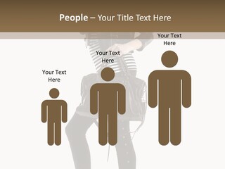 A Woman In A Black Leather Jacket Holding A Brown Purse PowerPoint Template