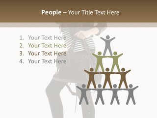 A Woman In A Black Leather Jacket Holding A Brown Purse PowerPoint Template