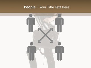 A Woman In A Black Leather Jacket Holding A Brown Purse PowerPoint Template