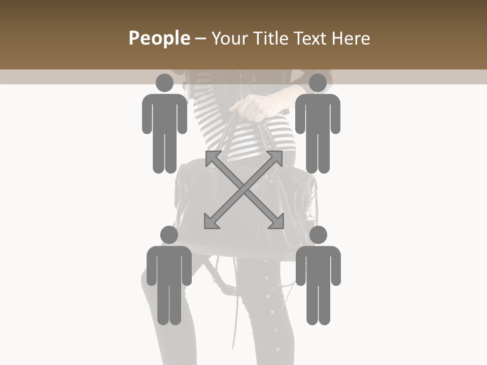 A Woman In A Black Leather Jacket Holding A Brown Purse PowerPoint Template