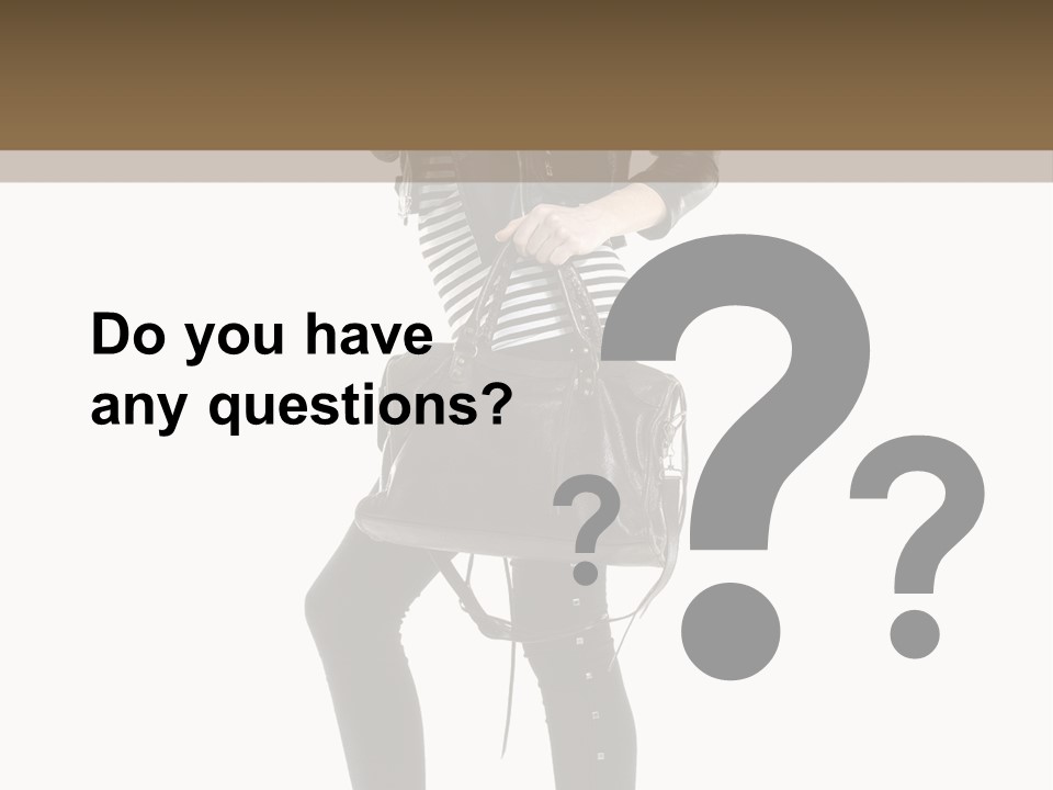 A Woman In A Black Leather Jacket Holding A Brown Purse PowerPoint Template