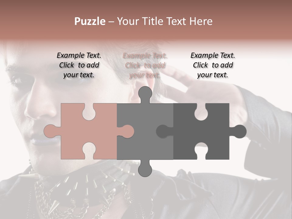 A Man With A Necklace On His Neck Is Holding His Hand Up To His Ear PowerPoint Template