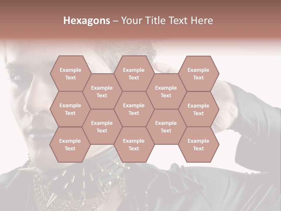 A Man With A Necklace On His Neck Is Holding His Hand Up To His Ear PowerPoint Template