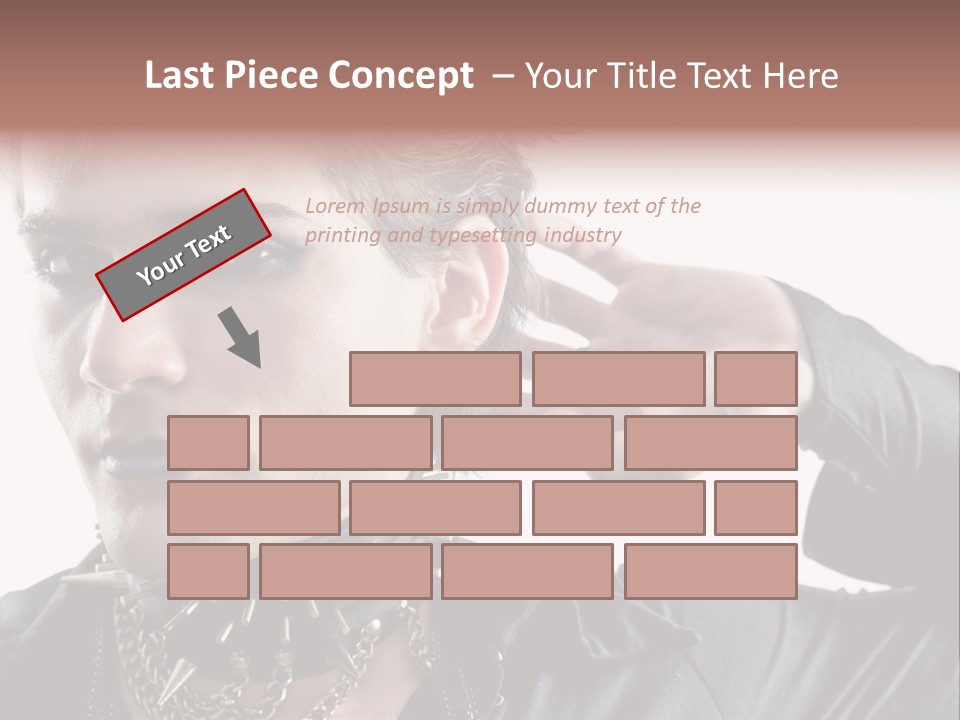 A Man With A Necklace On His Neck Is Holding His Hand Up To His Ear PowerPoint Template