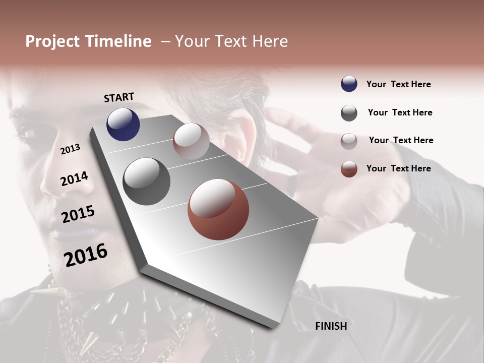 A Man With A Necklace On His Neck Is Holding His Hand Up To His Ear PowerPoint Template