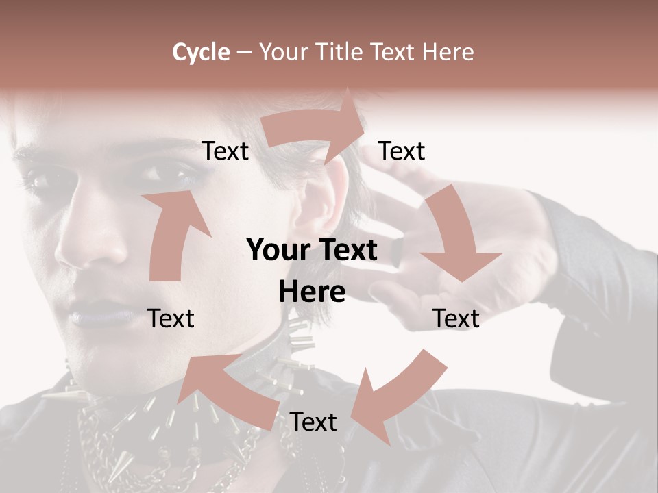 A Man With A Necklace On His Neck Is Holding His Hand Up To His Ear PowerPoint Template