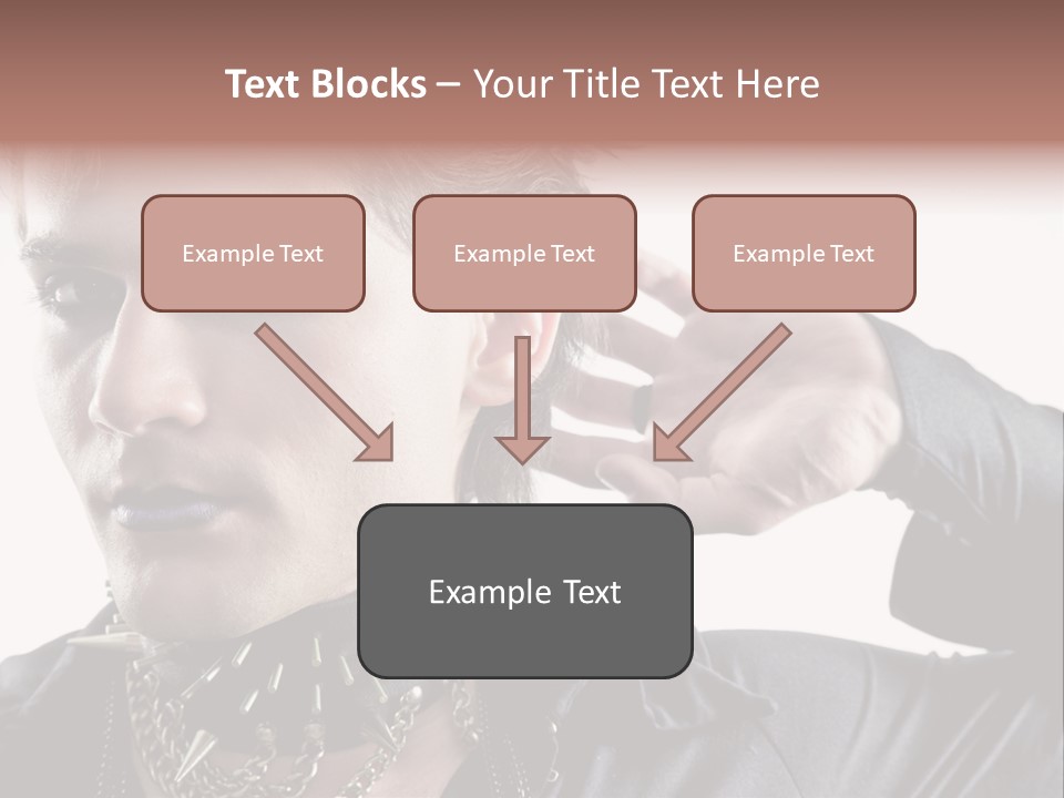 A Man With A Necklace On His Neck Is Holding His Hand Up To His Ear PowerPoint Template