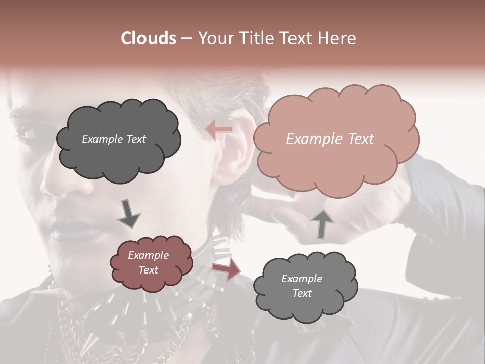 A Man With A Necklace On His Neck Is Holding His Hand Up To His Ear PowerPoint Template