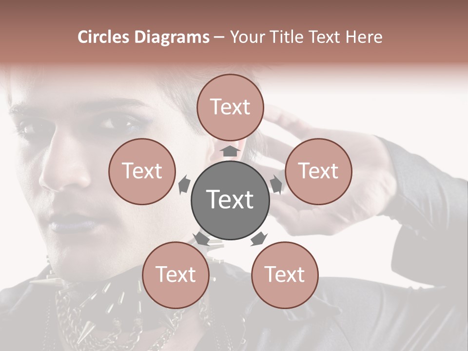 A Man With A Necklace On His Neck Is Holding His Hand Up To His Ear PowerPoint Template