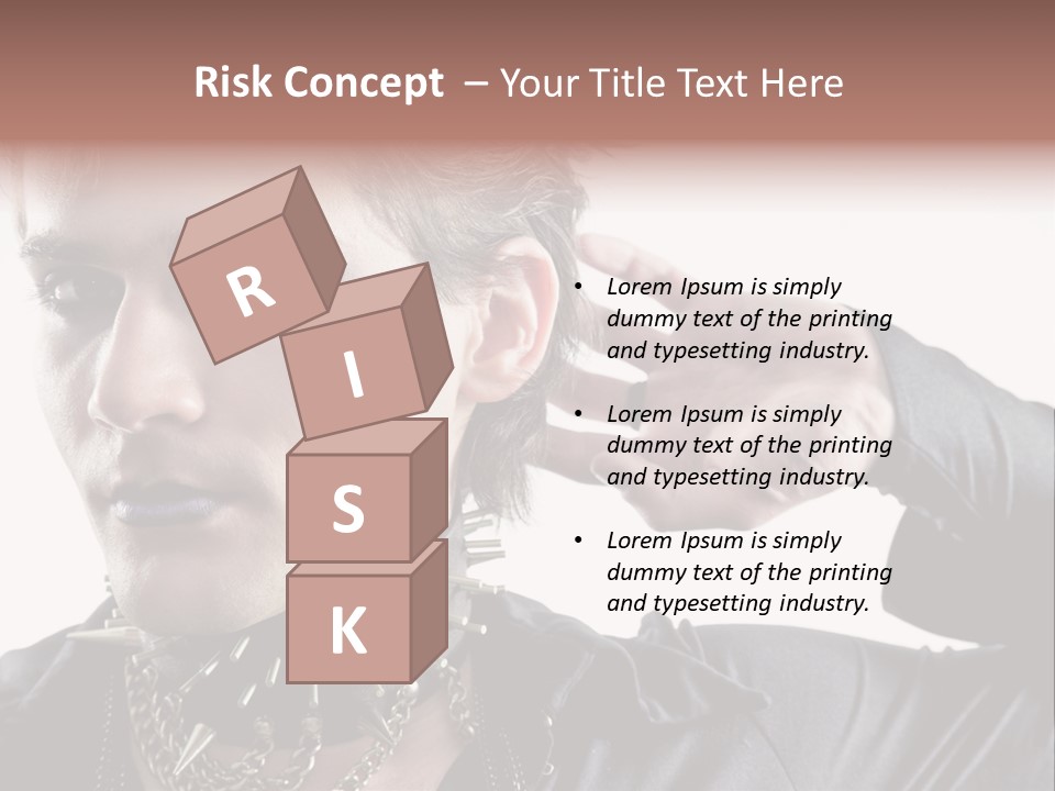 A Man With A Necklace On His Neck Is Holding His Hand Up To His Ear PowerPoint Template