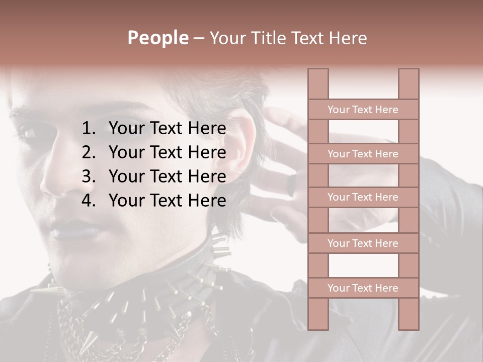 A Man With A Necklace On His Neck Is Holding His Hand Up To His Ear PowerPoint Template