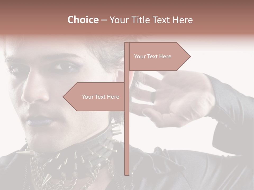 A Man With A Necklace On His Neck Is Holding His Hand Up To His Ear PowerPoint Template