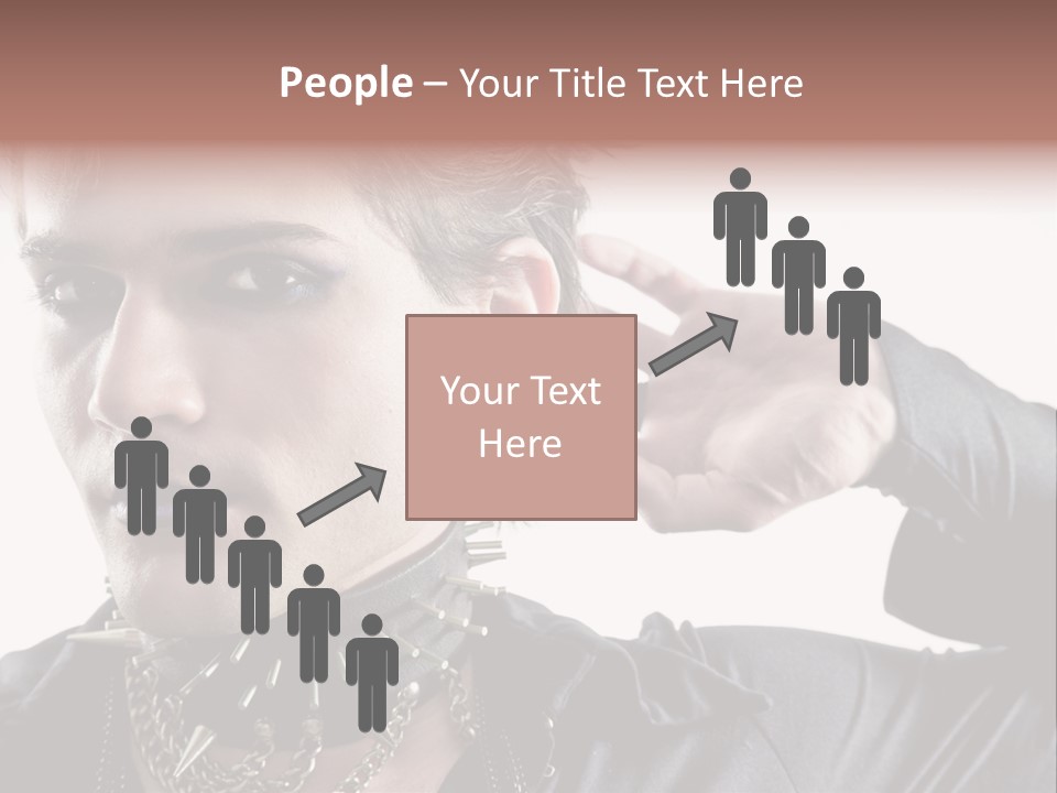A Man With A Necklace On His Neck Is Holding His Hand Up To His Ear PowerPoint Template