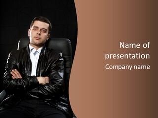 A Man Sitting In A Chair With His Arms Crossed PowerPoint Template