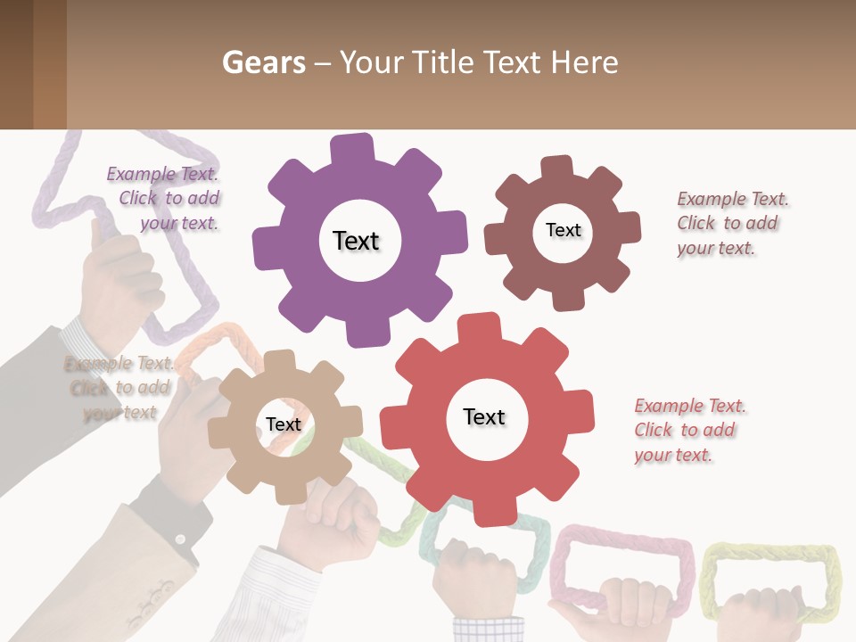 A Group Of People Holding Up A Sign With An Arrow PowerPoint Template