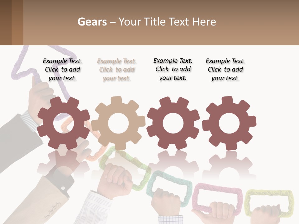 A Group Of People Holding Up A Sign With An Arrow PowerPoint Template