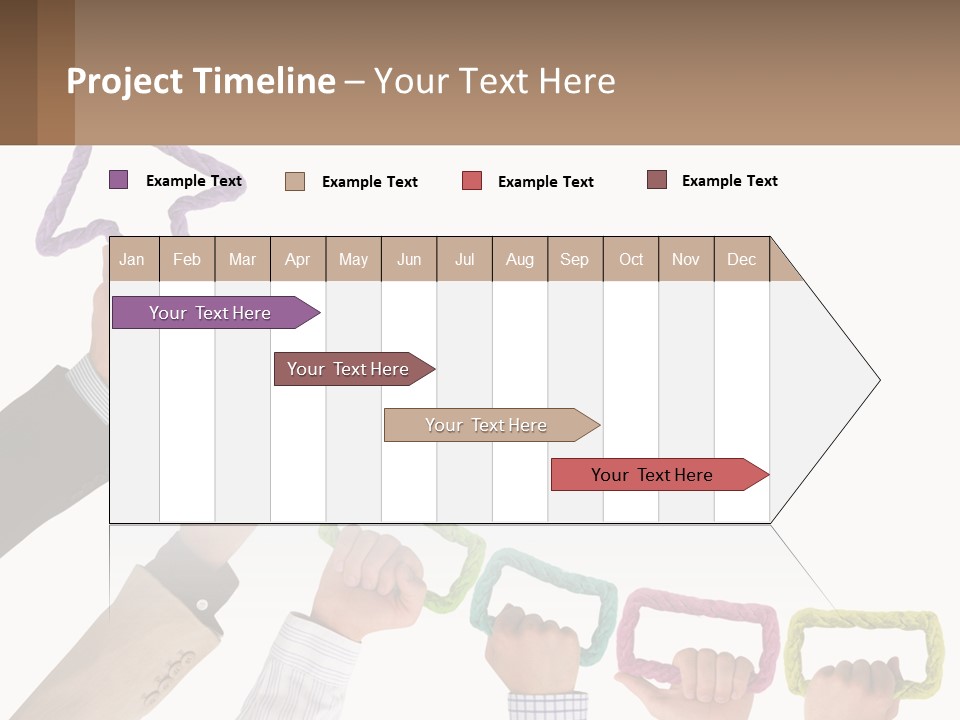 A Group Of People Holding Up A Sign With An Arrow PowerPoint Template