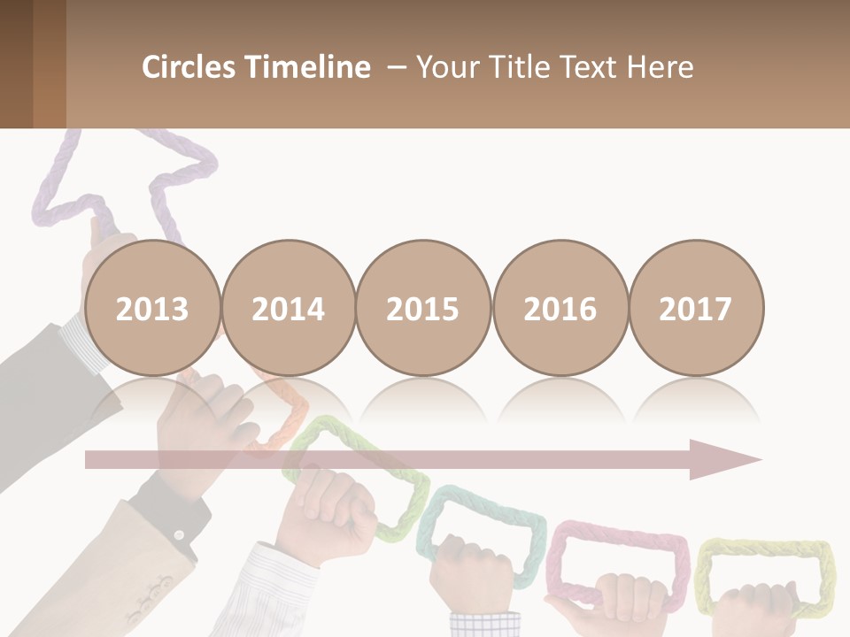 A Group Of People Holding Up A Sign With An Arrow PowerPoint Template