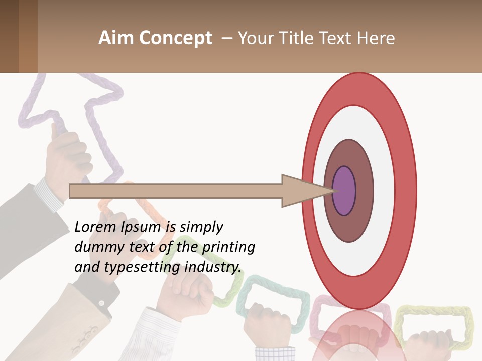 A Group Of People Holding Up A Sign With An Arrow PowerPoint Template