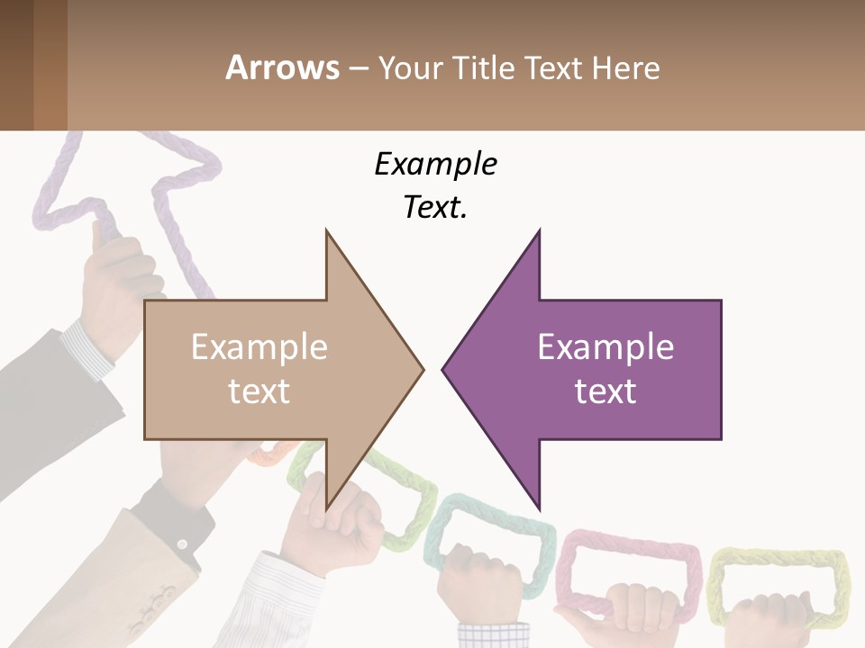 A Group Of People Holding Up A Sign With An Arrow PowerPoint Template